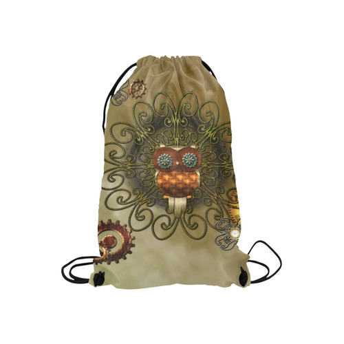 Steampunk cute owl Small Drawstring Bag Model 1604 (Twin Sides) 11"(W) * 17.7"(H)