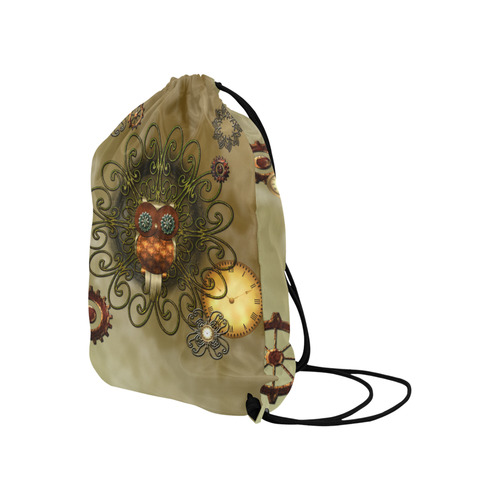 Steampunk cute owl Large Drawstring Bag Model 1604 (Twin Sides)  16.5"(W) * 19.3"(H)