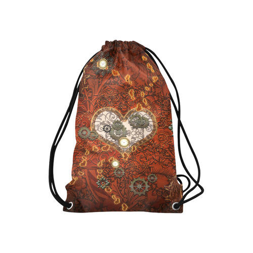 Steampunk, wonderful hearts Small Drawstring Bag Model 1604 (Twin Sides) 11"(W) * 17.7"(H)
