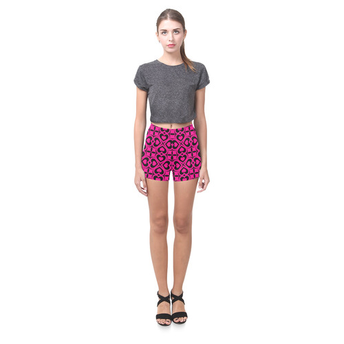 Pink Black Heart Lattice Briseis Skinny Shorts (Model L04)