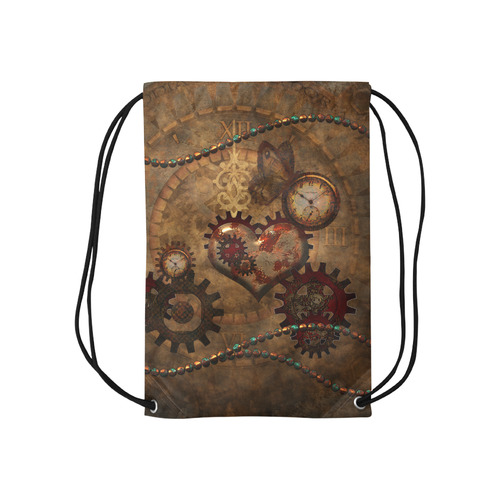 Steampunk, noble design clocks and gears Small Drawstring Bag Model 1604 (Twin Sides) 11"(W) * 17.7"(H)