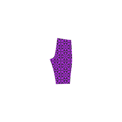 Purple Black Heart Lattice Hestia Cropped Leggings (Model L03)