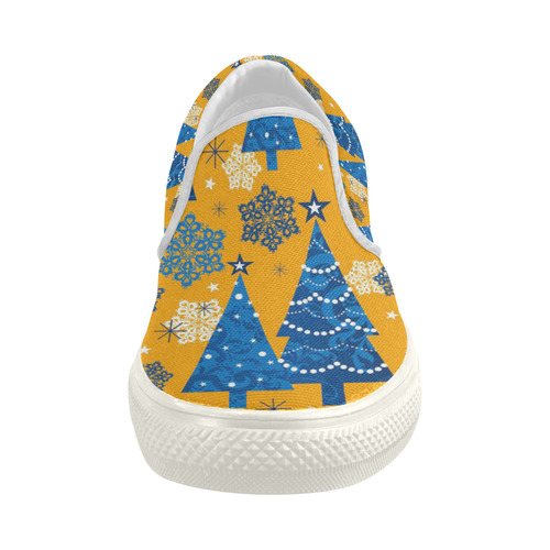 Merry Christmas trees Women's Slip-on Canvas Shoes (Model 019)