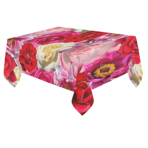 Bed Of Roses Cotton Linen Tablecloth 60"x 84"