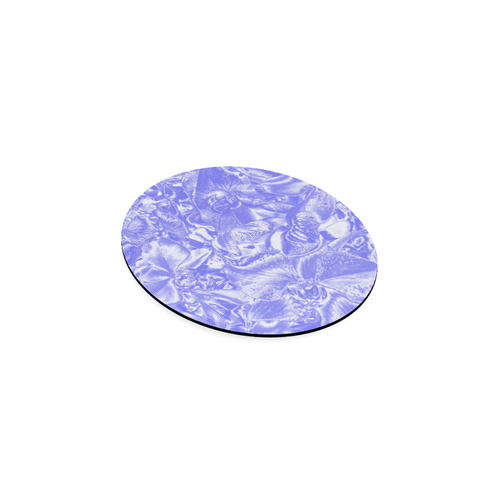 Shimmering floral damask,  blue Round Coaster