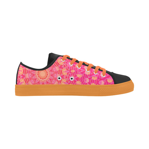 Pink Orange and Rose Abstract Fractal Flower Aquila Microfiber Leather Women's Shoes (Model 031)