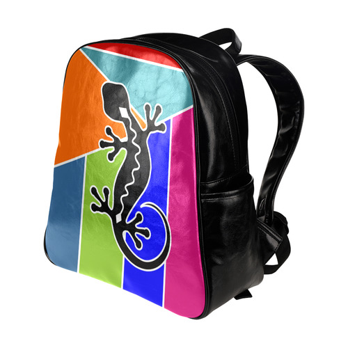 Modern Geometric Mosaic Contrast Gecko Multi-Pockets Backpack (Model 1636)