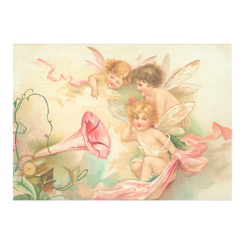 Vintage valentine cupid angel hear love songs Cotton Linen Tablecloth 60"x 84"