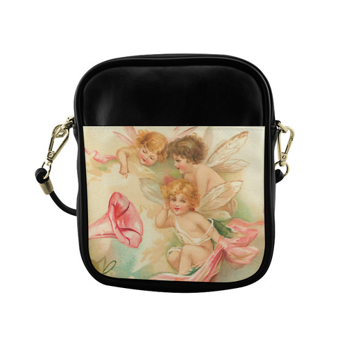 Vintage valentine cupid angel hear love songs Sling Bag (Model 1627)