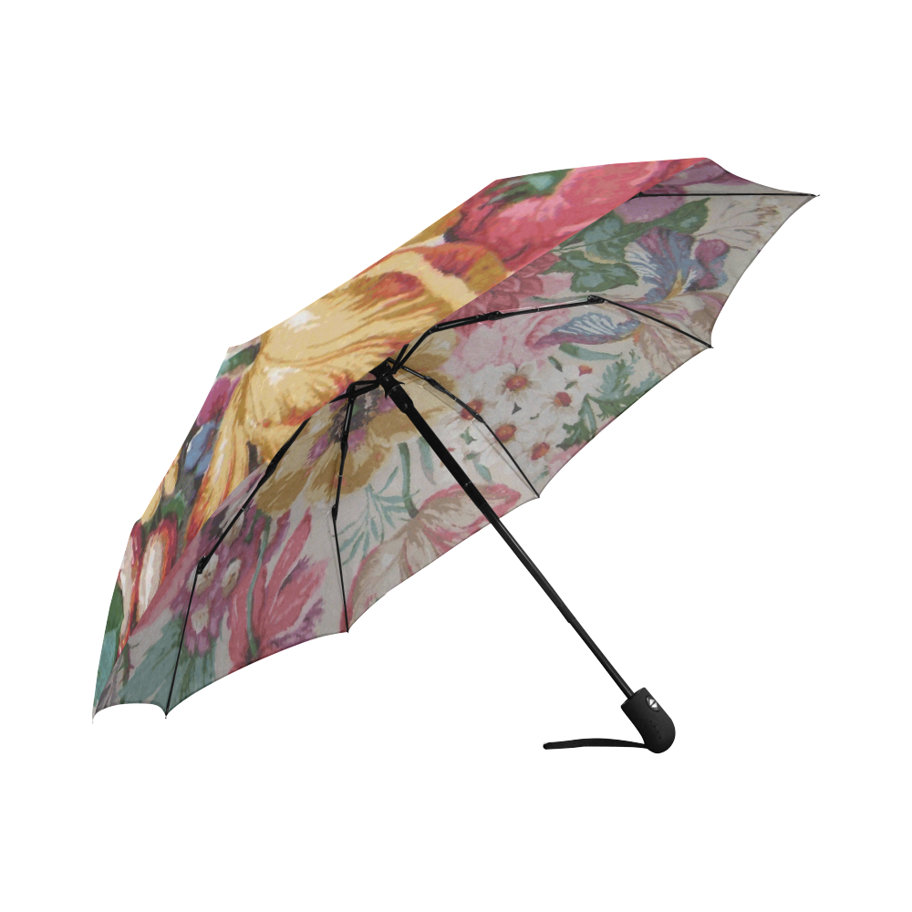 Vintage French Floral Wallpaper Pattern Auto-Foldable Umbrella (Model