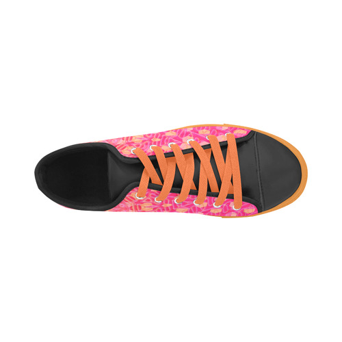 Pink Orange and Rose Abstract Fractal Flower Aquila Microfiber Leather Women's Shoes (Model 031)