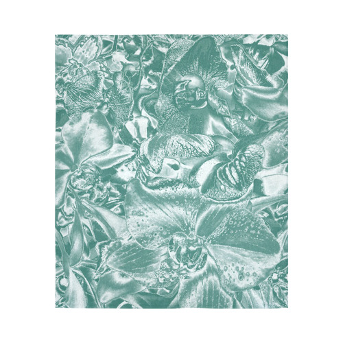 Shimmering floral damask, teal Cotton Linen Wall Tapestry 51"x 60"