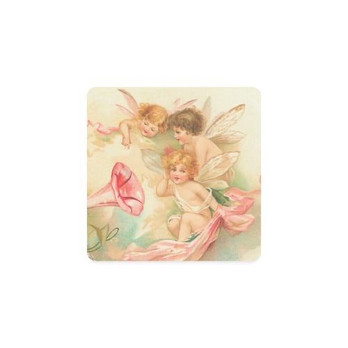 Vintage valentine cupid angel hear love songs Square Coaster