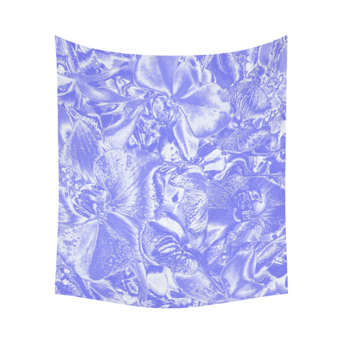 Shimmering floral damask,  blue Cotton Linen Wall Tapestry 60"x 51"