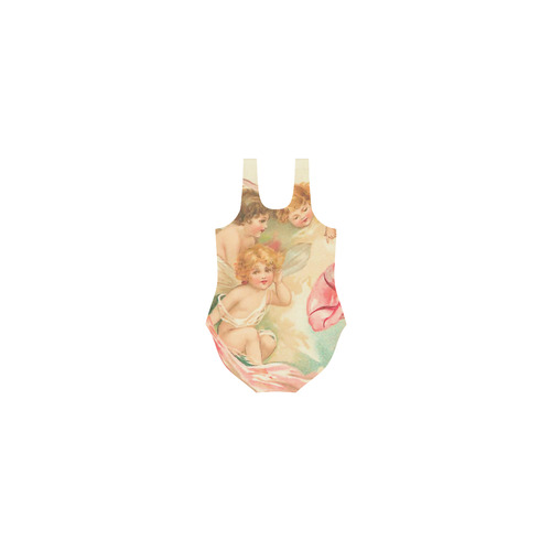 Vintage valentine cupid angel hear love songs Vest One Piece Swimsuit (Model S04)