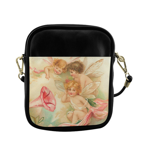 Vintage valentine cupid angel hear love songs Sling Bag (Model 1627)