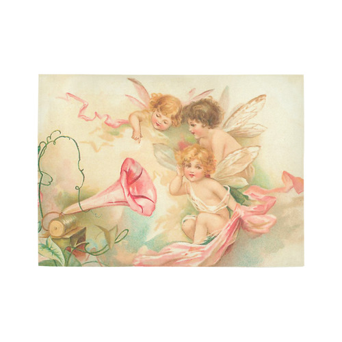 Vintage valentine cupid angel hear love songs Area Rug7'x5'