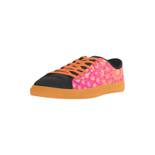 Pink Orange and Rose Abstract Fractal Flower Aquila Microfiber Leather Women's Shoes (Model 031)