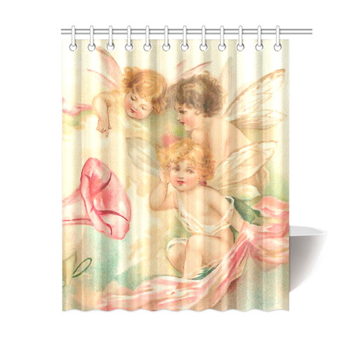 Vintage valentine cupid angel hear love songs Shower Curtain 60"x72"