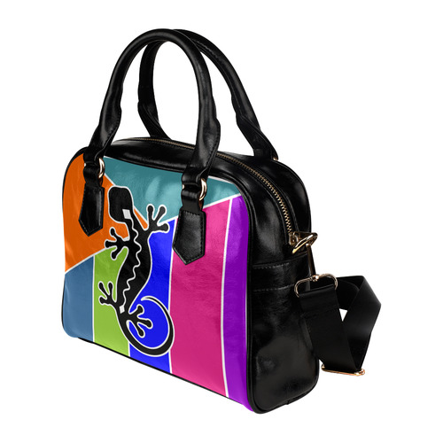 Modern Geometric Mosaic Contrast Gecko Shoulder Handbag (Model 1634)