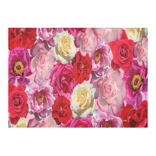Bed Of Roses Cotton Linen Tablecloth 60"x 84"