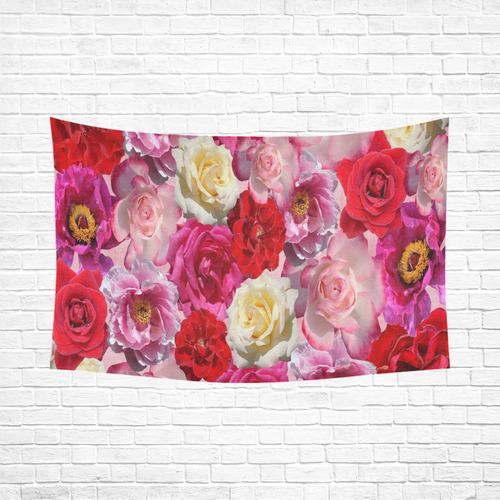 Bed Of Roses Cotton Linen Wall Tapestry 90"x 60"