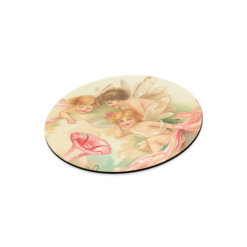 Vintage valentine cupid angel hear love songs Round Mousepad