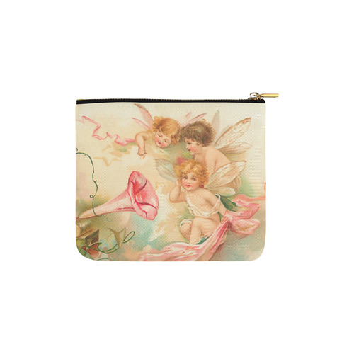 Vintage valentine cupid angel hear love songs Carry-All Pouch 6''x5''