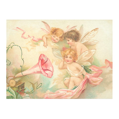 Vintage valentine cupid angel hear love songs Cotton Linen Tablecloth 52"x 70"