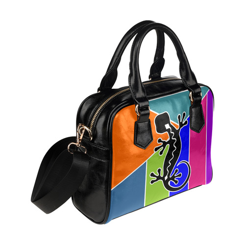 Modern Geometric Mosaic Contrast Gecko Shoulder Handbag (Model 1634)