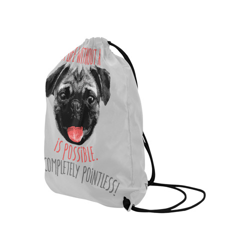 A life without a PUG / carlin is possible but … Large Drawstring Bag Model 1604 (Twin Sides)  16.5"(W) * 19.3"(H)