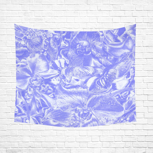 Shimmering floral damask,  blue Cotton Linen Wall Tapestry 60"x 51"