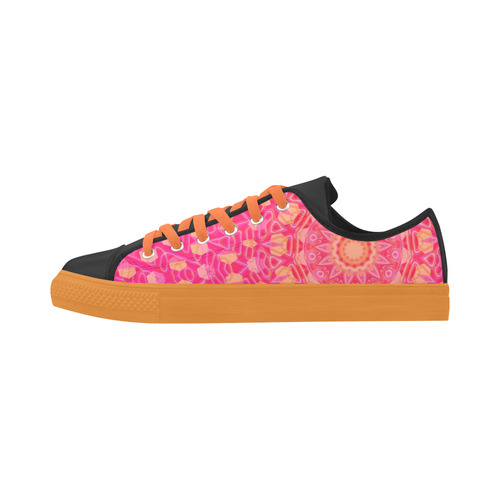 Pink Orange and Rose Abstract Fractal Flower Aquila Microfiber Leather Women's Shoes (Model 031)