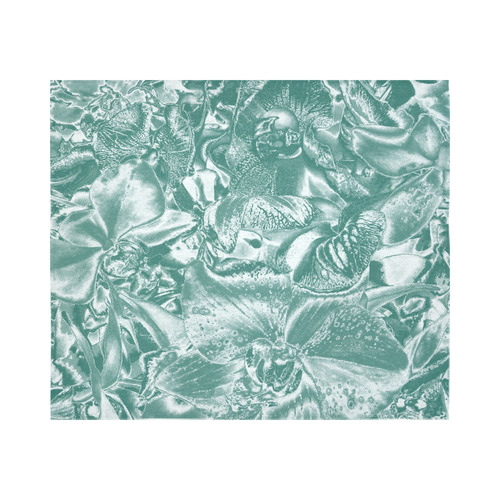 Shimmering floral damask, teal Cotton Linen Wall Tapestry 60"x 51"
