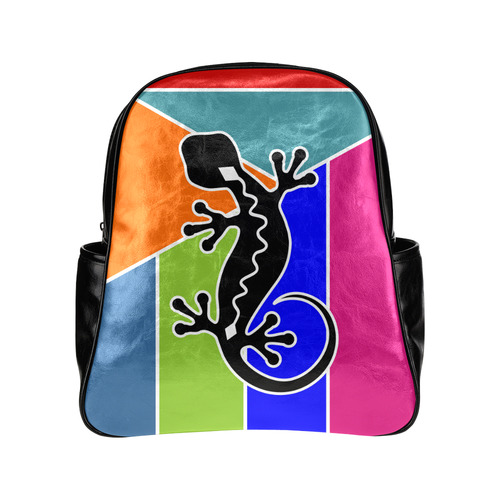 Modern Geometric Mosaic Contrast Gecko Multi-Pockets Backpack (Model 1636)