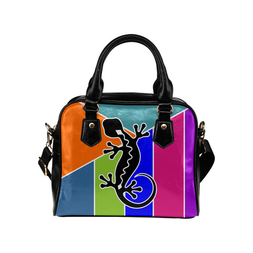 Modern Geometric Mosaic Contrast Gecko Shoulder Handbag (Model 1634)