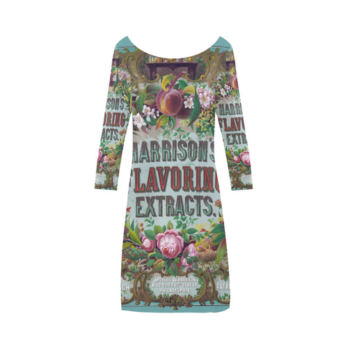 Harrison Flavoring Extracts Vintage Floral Fruit Bateau A-Line Skirt (D21)