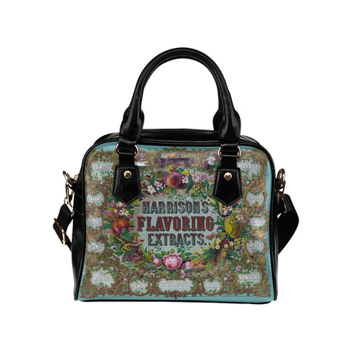 Harrison Flavoring Extracts Vintage Floral Fruit Shoulder Handbag (Model 1634)