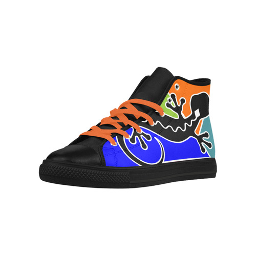 Modern Geometric Mosaic Contrast Gecko Aquila High Top Microfiber Leather Women's Shoes/Large Size (Model 032)