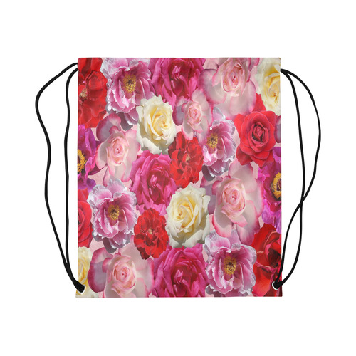 Bed Of Roses Large Drawstring Bag Model 1604 (Twin Sides)  16.5"(W) * 19.3"(H)