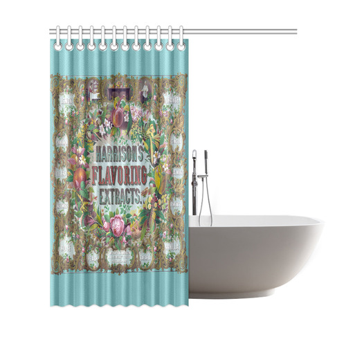 Harrison Flavoring Extracts Vintage Floral Fruit Shower Curtain 69"x72"