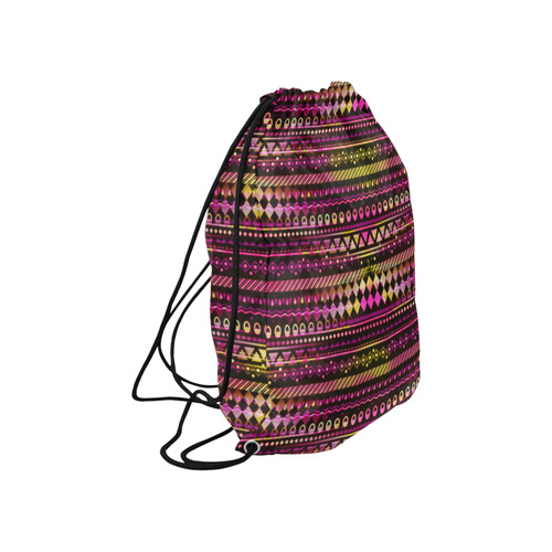 Pink N Yellow Tribal Pattern Large Drawstring Bag Model 1604 (Twin Sides)  16.5"(W) * 19.3"(H)