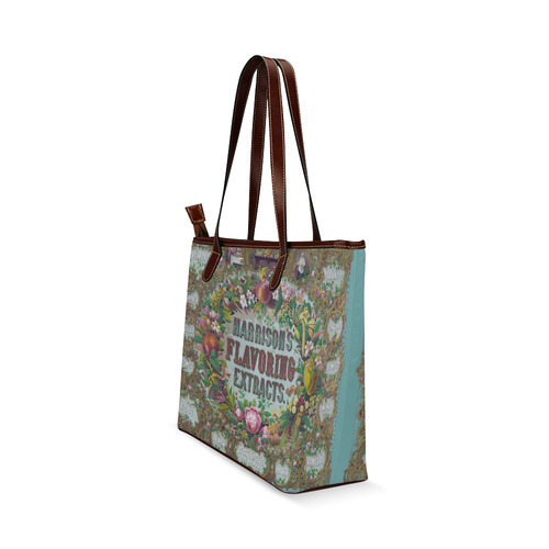 Harrison Flavoring Extracts Vintage Floral Fruit Shoulder Tote Bag (Model 1646)