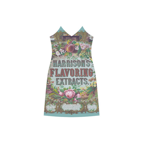Harrison Flavoring Extracts Vintage Floral Fruit V-Neck Open Fork Long Dress(Model D18)