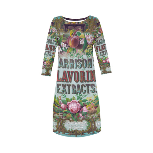 Harrison Flavoring Extracts Vintage Floral Fruit Round Collar Dress (D22)