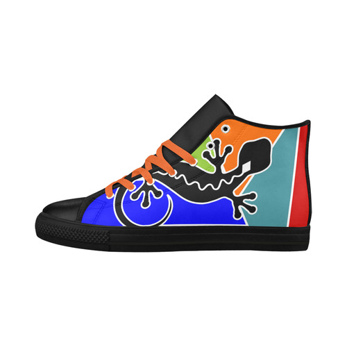 Modern Geometric Mosaic Contrast Gecko Aquila High Top Microfiber Leather Women's Shoes/Large Size (Model 032)