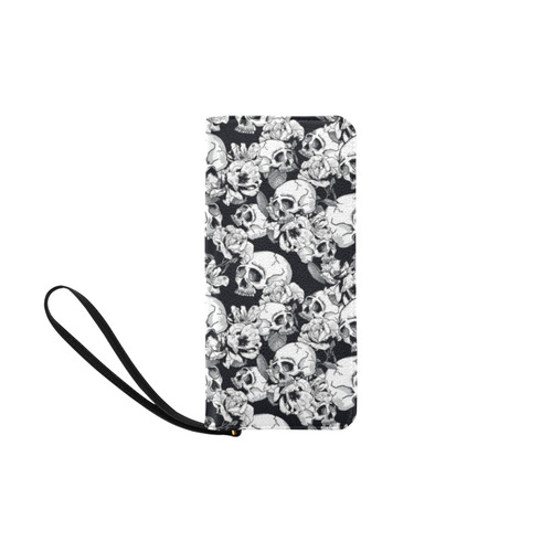 skull pattern, black and white Women's Clutch Purse (Model 1637)