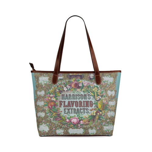 Harrison Flavoring Extracts Vintage Floral Fruit Shoulder Tote Bag (Model 1646)