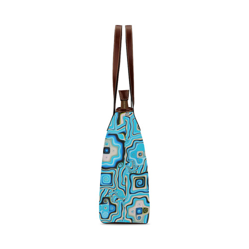 Blue Mosaic Abstract Fractal Art Shoulder Tote Bag (Model 1646)