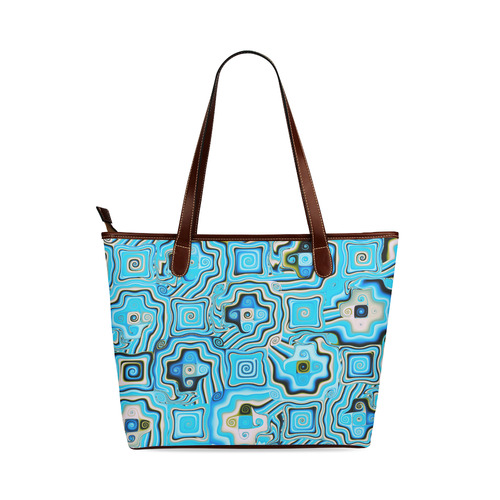 Blue Mosaic Abstract Fractal Art Shoulder Tote Bag (Model 1646)